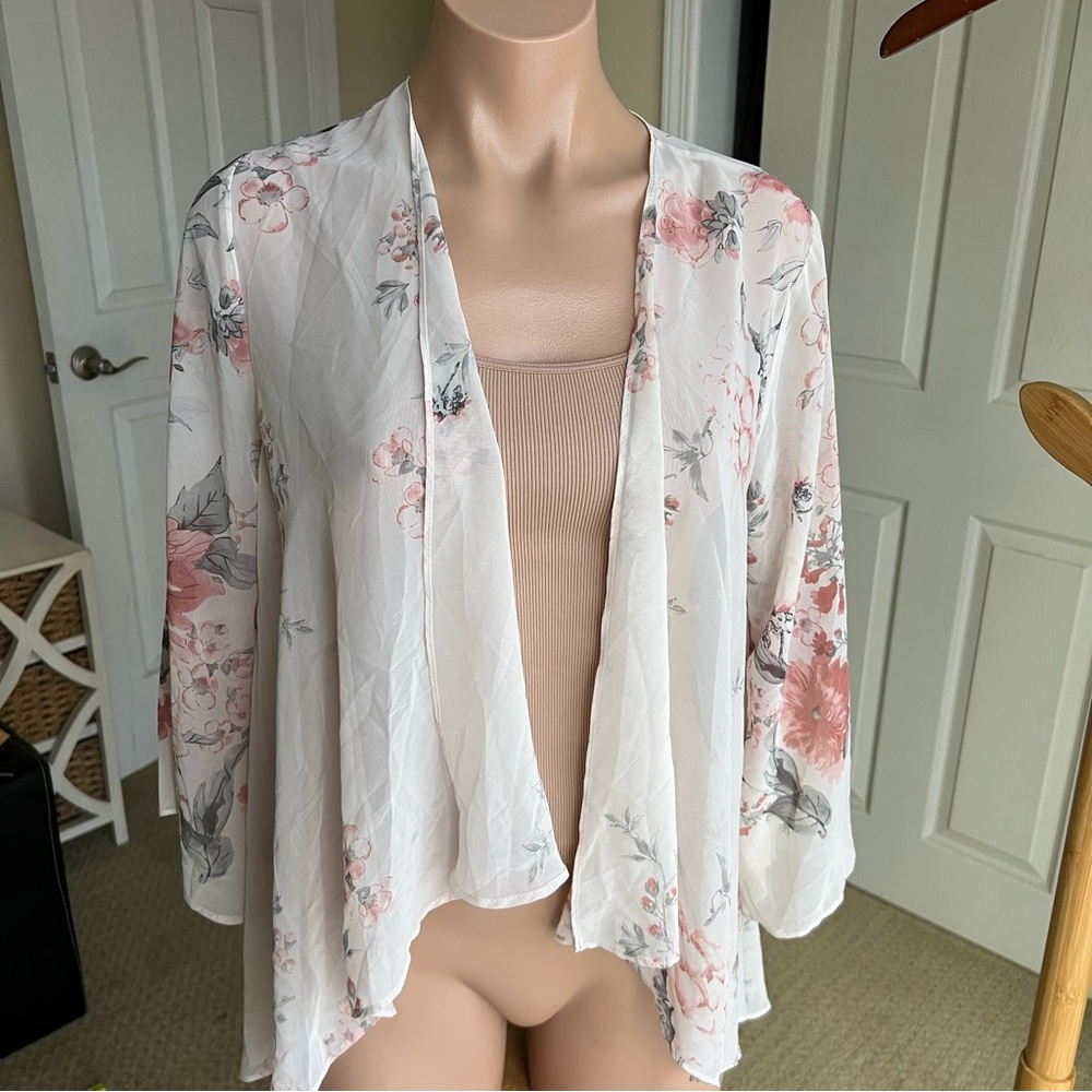Oversized Sheer floral cardigan